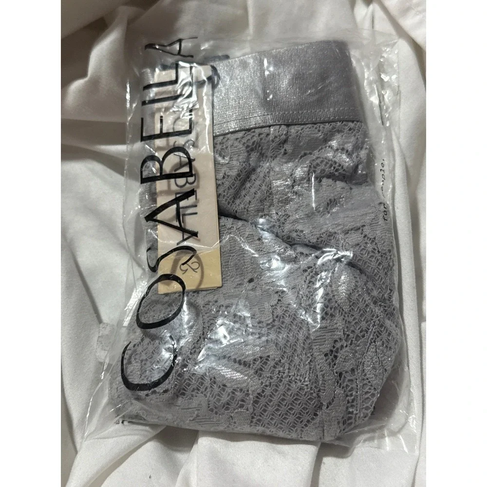 Cosabella Never Say Never Gray Lace Jock‎ Strap Premium Underwear L